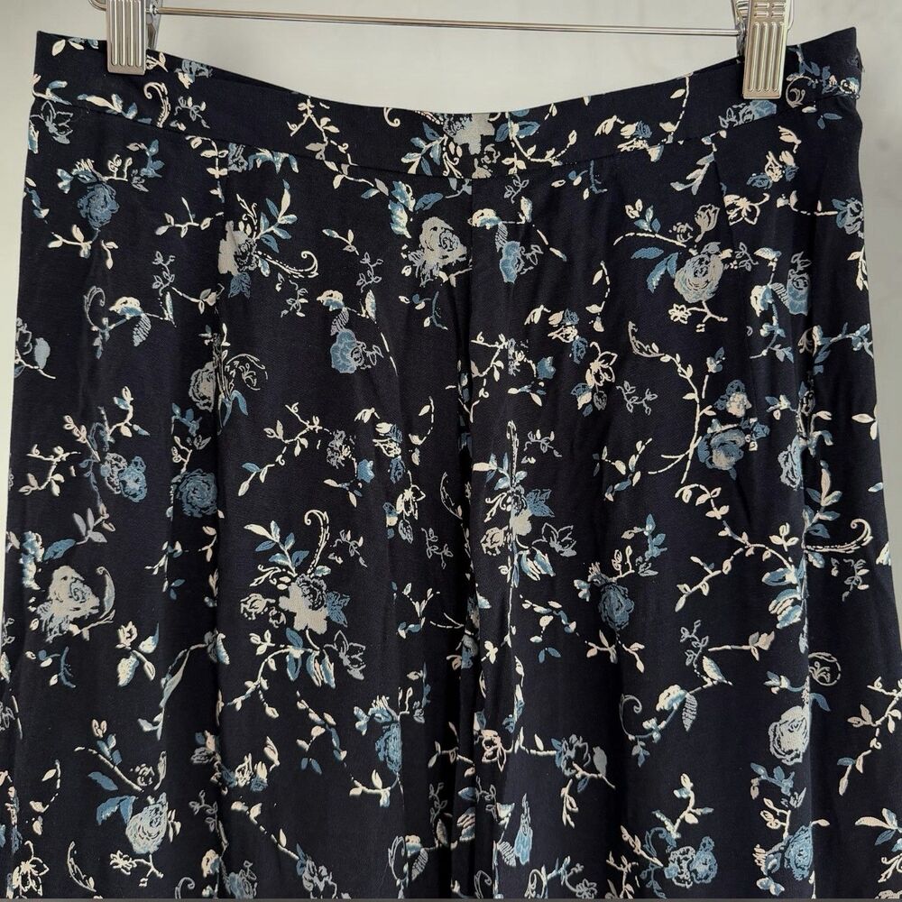 Vtg Navy Blue Ditsy Floral Maxi Skirt Cottagecore Boho Fits Sz 6 Flowy 90s - Picture 8 of 13